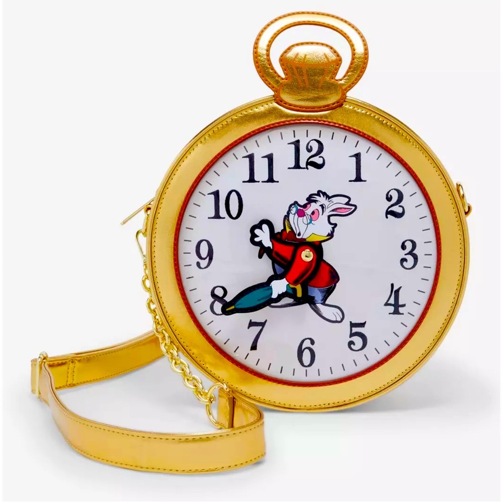 Loungefly Disney Alice in wonderland white rabbit pocket watch crossbody